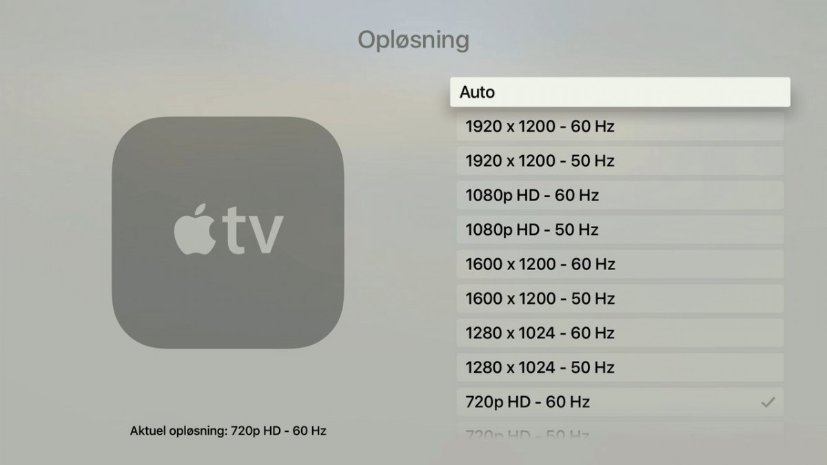 Apple TV 4 indstillinger
