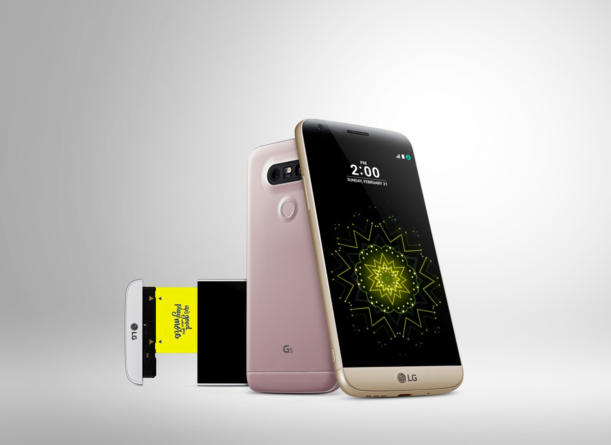 LG G5 med sit udskiftelige batteri