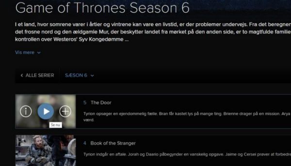 Bevis for at afsnit fem var tilgængelig på HBO Nordic.