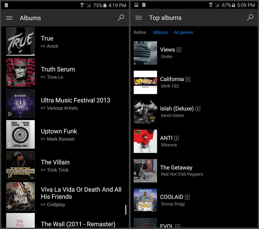 Microsoft Groove på Android