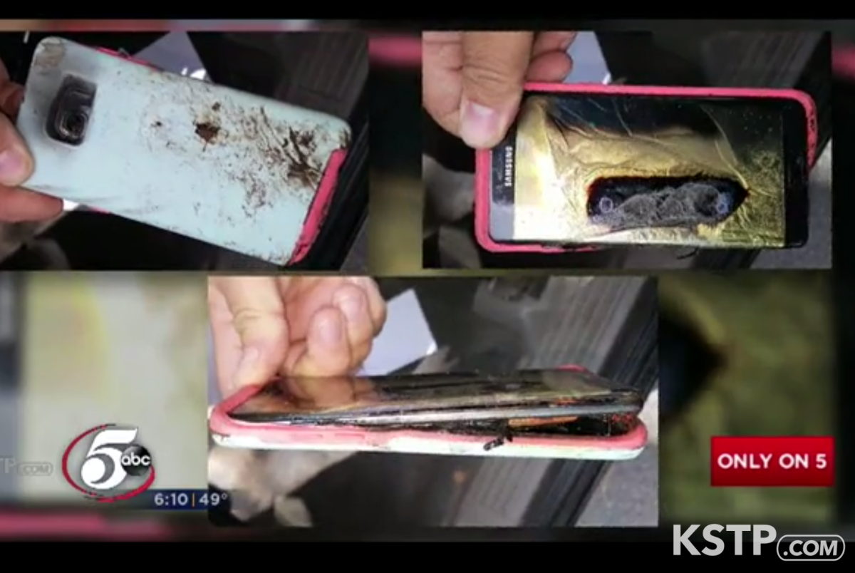 13-årige Abby Zuis fra USA oplevede at hendes Galaxy Note 7 overophedede i lommen. Screenshot fra KSTP TV.