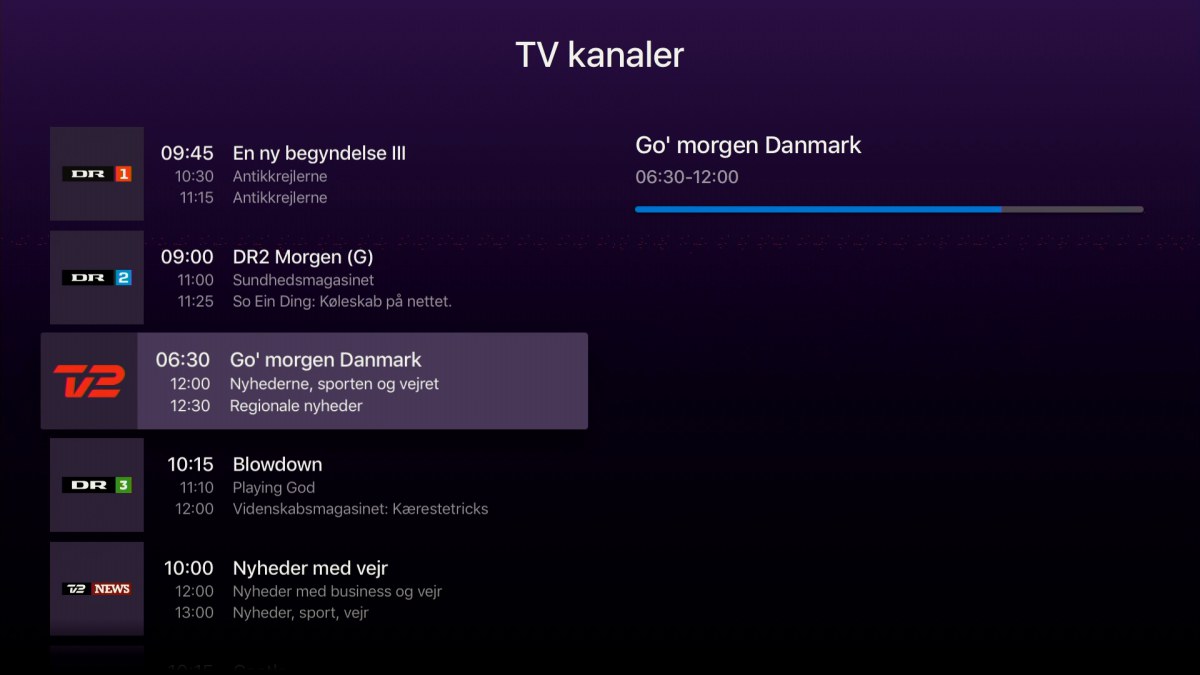 Telia TV på Apple TV 4. Foto: recordere.dk