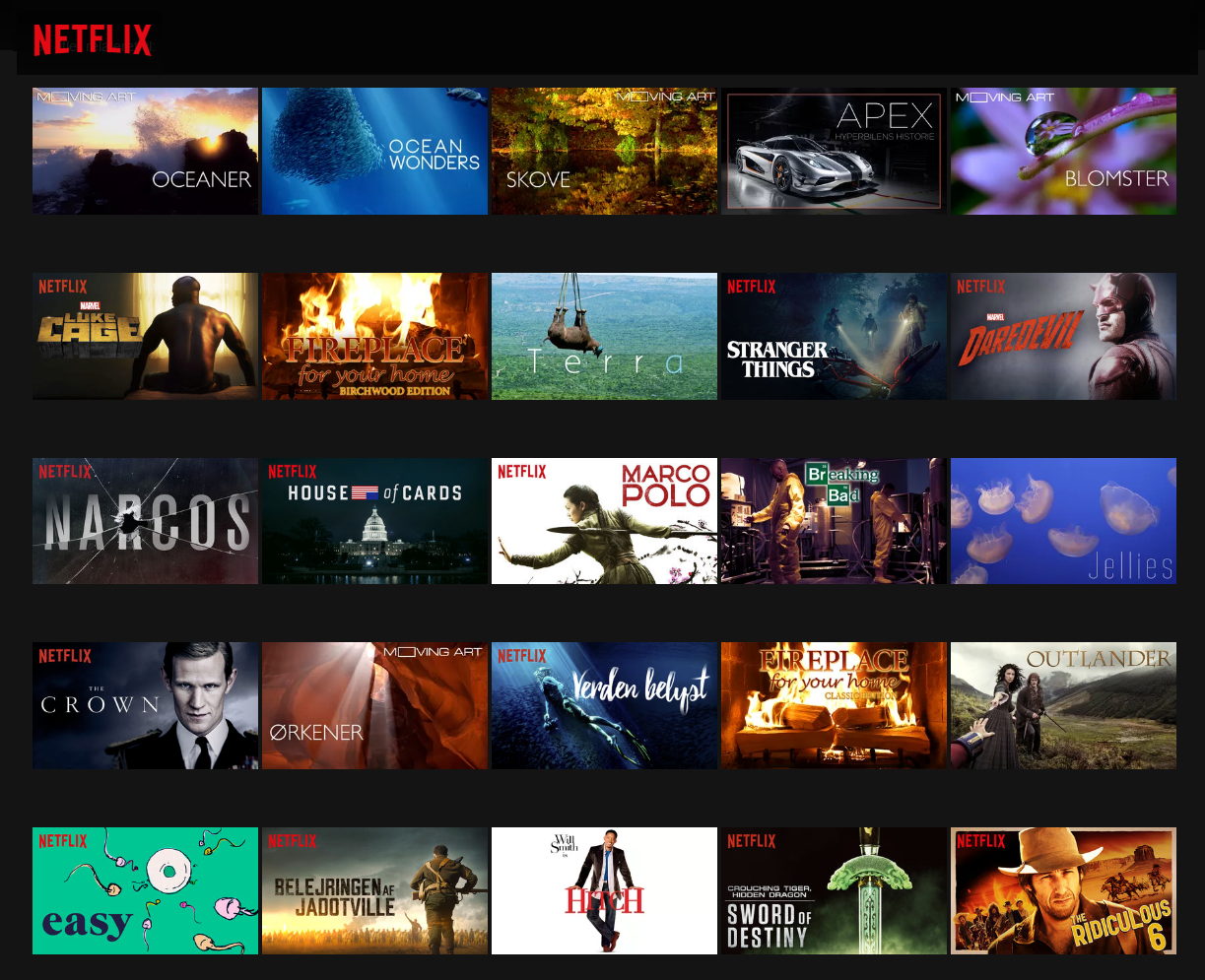 Noget af det indhold der er på Netflix i 4K-kvalitet