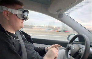 Tesla-ejere kører rundt iført Apple Vision Pro-headsettet
