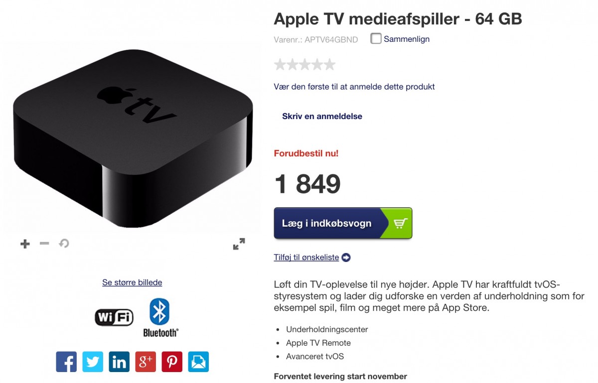 føderation data Kirkestol Elgiganten tog imod Apple TV 4 bestillinger. - recordere.dk