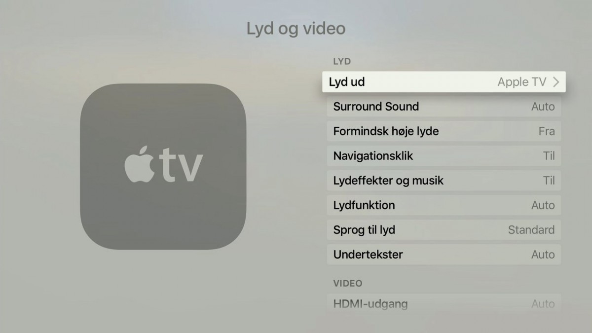 Apple TV 4 indstillinger