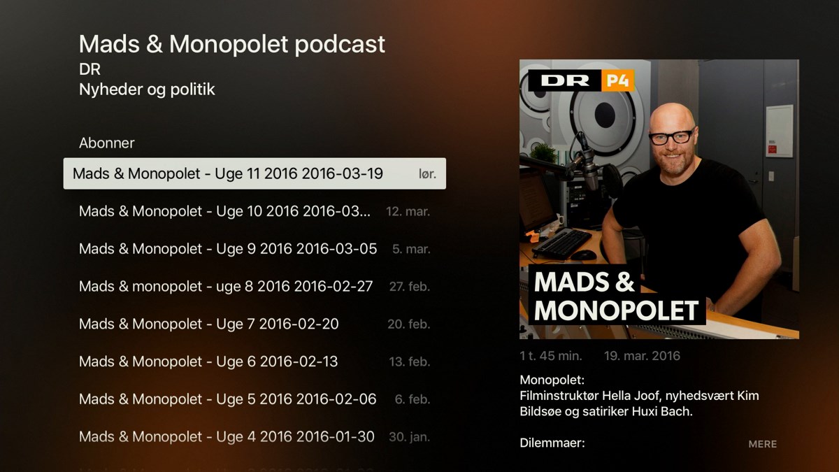Podcasts på Apple TV 4
