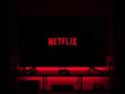 flat screen television displaying Netflix logo